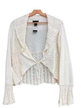 Lane Bryant Cream Knit Tie-Front Women's Sweater Cardigan.  Size 18/20